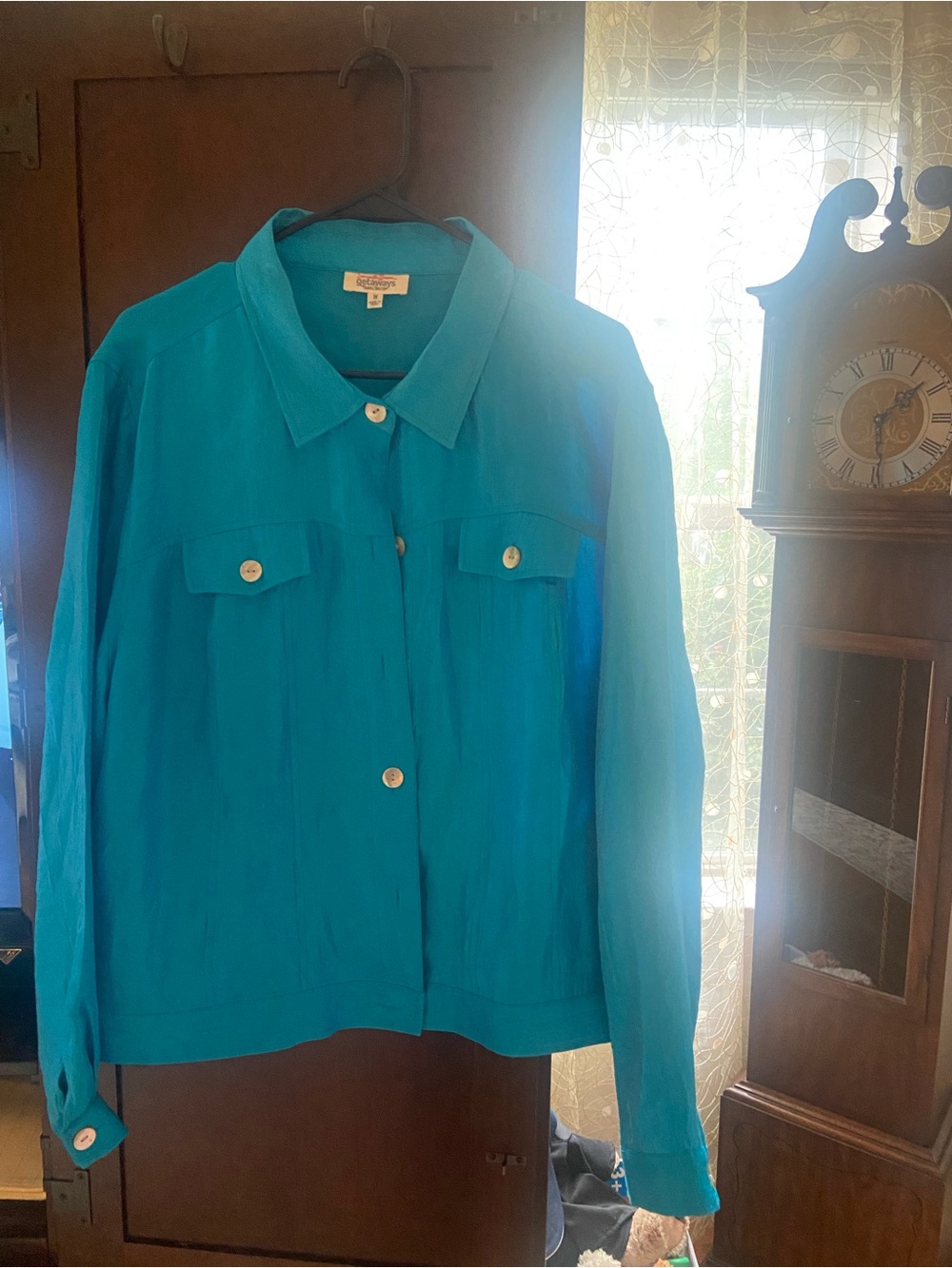 Coldwater Creek Women's Teal Button-Front Jean Jacket
